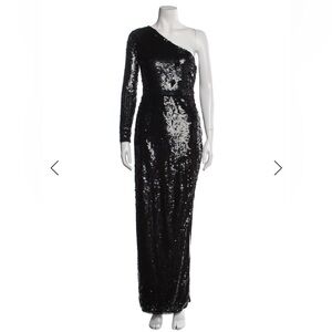 Mac Duggal Black Sequin One-Shoulder Gown
